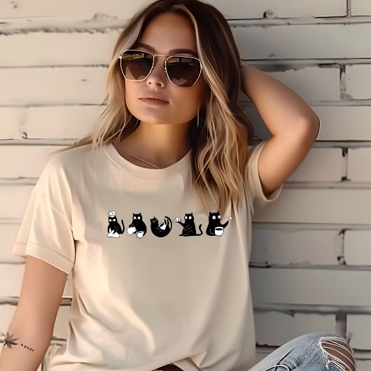T-shirt Cinq chats d'humeur drôle