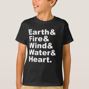 T-shirt Cinq Éléments Terre Feu Vent Eau & Cœur