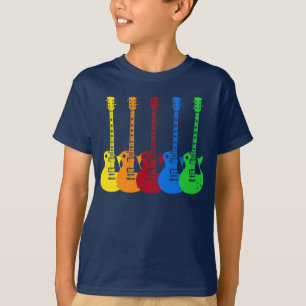 T-shirt Cinq guitares électriques colorées 