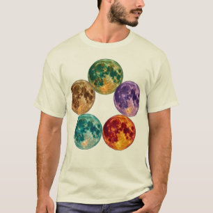 T-shirt Cinq Lunes Colorées - Astronomie Surréaliste Vinta