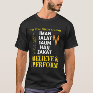 T-shirt Cinq piliers de l'Islam je crois et pratique Islam