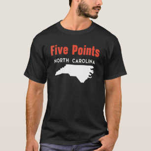 T-shirt Cinq points Caroline du Nord États-Unis Amérique T