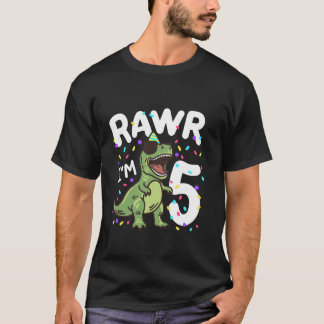 T-shirt Cinq Rawr I m 5 Years T Rex Dinosaur 5e naissance