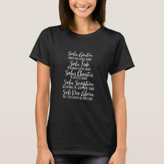 T-shirt Cinq solas Latin et anglais joli Texte de script