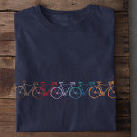 T-shirt cinq vélos de différentes couleurs cool<br><div class="desc">Conception graphique de cinq bicyclettes superposées en noir (couleur personnalisée)</div>