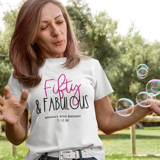 T-shirt Cinquante et fabuleux 50e anniversaire avec texte 