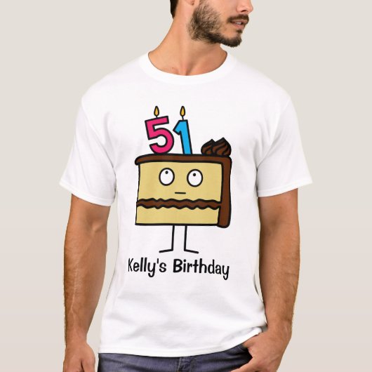 T-shirt cinquante-et-unième Gâteau d'anniversaire avec des (Devant)