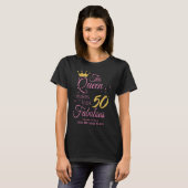 T-shirt Cinquante Fabuleux 50e Anniversaire Fête Rose Noir (Devant entier)