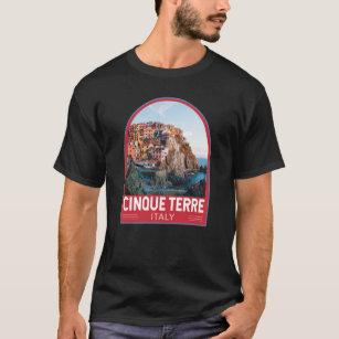 T-shirt Cinque Terre Italie Aquarelle Vintage