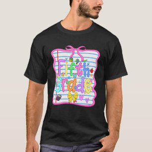T-shirt Cinquième année de retour à l'école filles nœud 5e