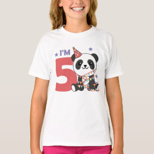 T-shirt Cinquième Panda Anniversaire Pour Enfants 5 Ans T-