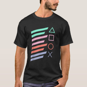 T-shirt Circle Carré Triangle Cross Gaming Controller Syst