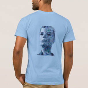 T-shirt Circuit imprimé humain IA Cyberpunk Bleu