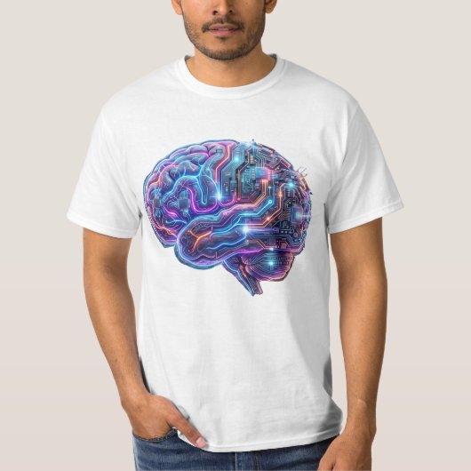 T-shirt Circuits de cerveau de cyborg d'intelligence artif (Devant)