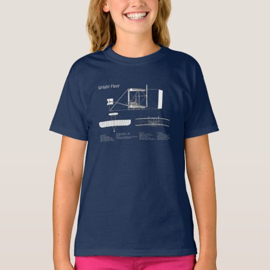 T-shirt Circulaire Wright - Plan de dessin du plan d'avion (Devant)