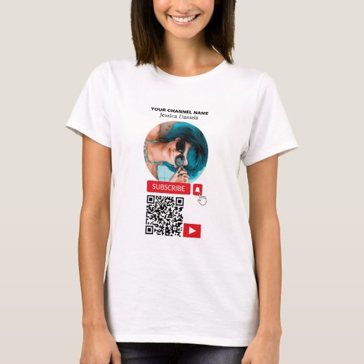 T-shirt Circulé Photo & QR Code, Youtube - Vlogger (Devant)