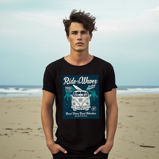 T-shirt Circuler Dans Les Vagues Retro Surfing