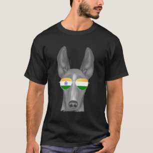 T-shirt Cirnechi Dellâ€™Etna Chien Inde Drapeau Lunettes d