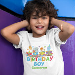 T-shirt Cirque Animal Train Cute Custom Birthday Boy<br><div class="desc">Ce adorable T-shirt d'anniversaire d'animal de cirque présente des animaux de zoo lors d'un safari. Le train contient une girafe, un éléphant, un tigre et un hippo mignon au-dessus du texte Birthday Boy écrit en orange, vert, rouge et bleu. Personnalisez avec le nom de votre enfant pour un enfant qui...</div>
