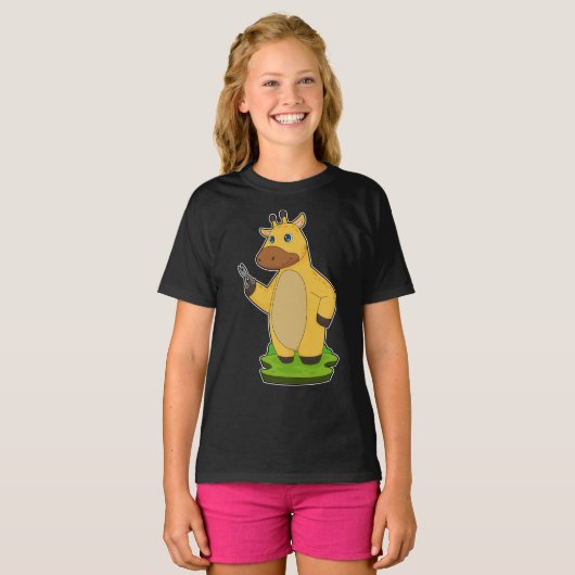 T-shirt Ciseaux de coiffeur Giraffe (Devant entier)