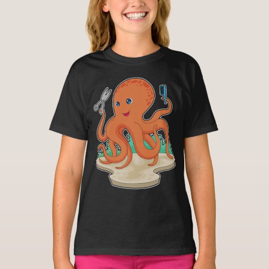 T-shirt Ciseaux de coiffeur Octopus (Devant)