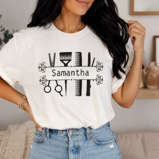 T-shirt Ciseaux de coiffeur personnalisés Coiffeur 