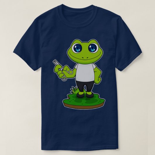 T-shirt Ciseaux de coiffure de grenouille (Design devant)
