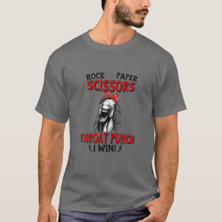 T-shirt Ciseaux de papier roche Throat Punch Je gagne Catt