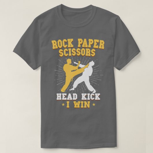 T-shirt Ciseaux de papier rocheux à tête Kick I Win Taekwo (Design devant)
