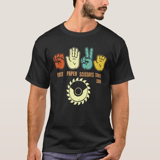 T-shirt Ciseaux de papier rocheux Table Vis Carpent de tra (Devant)