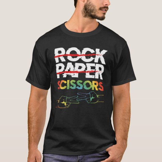 T-shirt Ciseaux de papier rock Couple lesbien LGBTQ Pride (Devant)