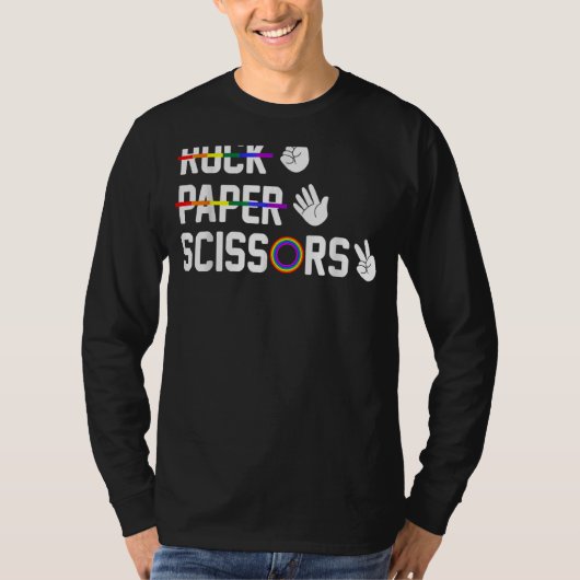 T-shirt Ciseaux de papier rock gay Lesbian Lgbt Pride (Devant)