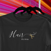 T-shirt Ciseaux Dorés Rose Blush Coiffeuse Coiffeur
