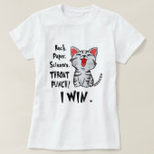 T-shirt Ciseaux Papier Roche Throat Punch Je gagne Chat Fu (Design devant)