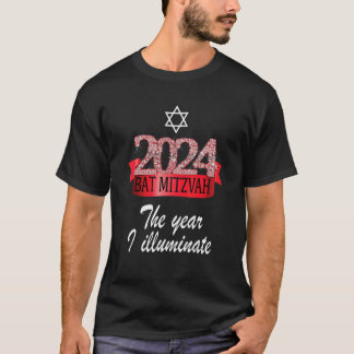 T-shirt Citation Bat mitzvah de décoration rouge noir 2024
