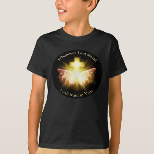 T-shirt Citation biblique avec les mains tenant Croix