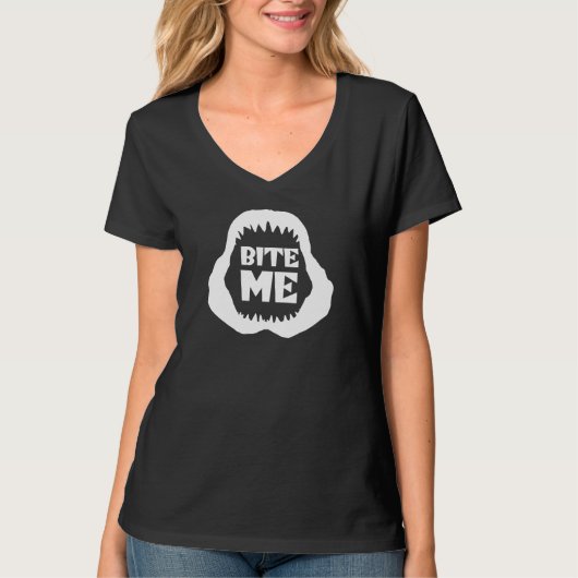 T-shirt Citation Bite me - Requin Jaws (Devant)
