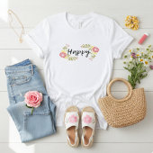 T-shirt Citation calligraphiée en script et fleur sauvage 