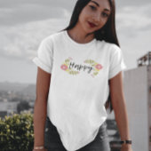 T-shirt Citation calligraphiée en script et fleur sauvage 