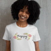 T-shirt Citation calligraphiée en script et fleur sauvage 