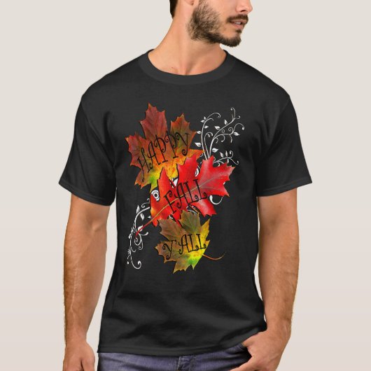 T-shirt Citation d'automne Happy Automne Y'all Feuilles Mo (Devant)