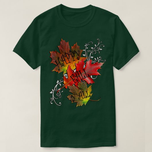 T-shirt Citation d'automne Happy Yall, Feuilles Motif auto (Design devant)