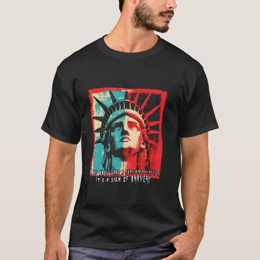T-shirt Citation de courage d'immigrant avec accent étrang (Devant)