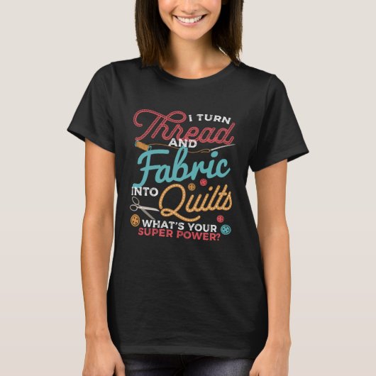 T-shirt Citation de couture de patchwork Citation de coutu (Devant)