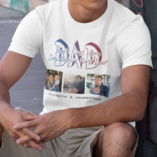 T-shirt Citation de DAD Son & Fille Photo Collage Nom de f