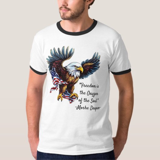 T-shirt Citation de "Freedom" avec American Eagle et Drape (Devant)