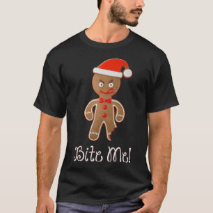 T-shirt Citation De Noël Drôle Dit Gingerbread Man Bite