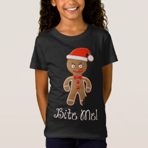T-Shirt Citation De Noël Drôle Dit Gingerbread Man Bite
