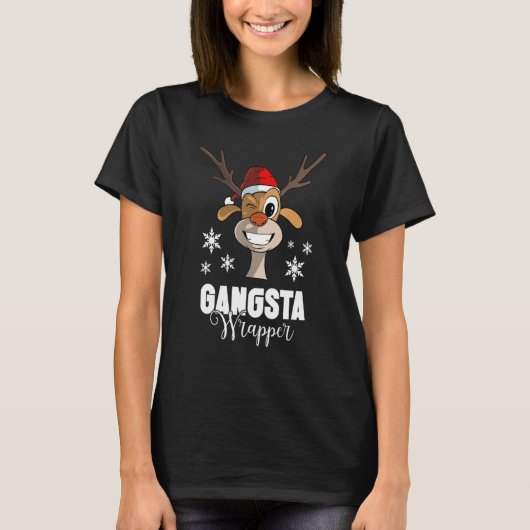 T-shirt Citation de Noël Gangsta Wrapper Deer (Devant)