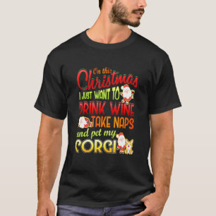T-shirt Citation de Noël sur le Corgi Gallois Vin Siestes 